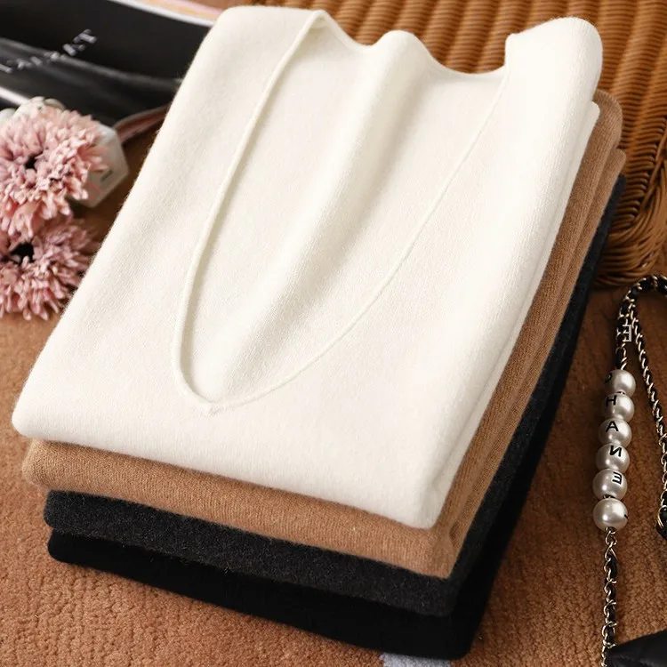 V-neck loose 100% pure cashmere vest vest ladies soft waxy knitted white temperament sleeveless top.