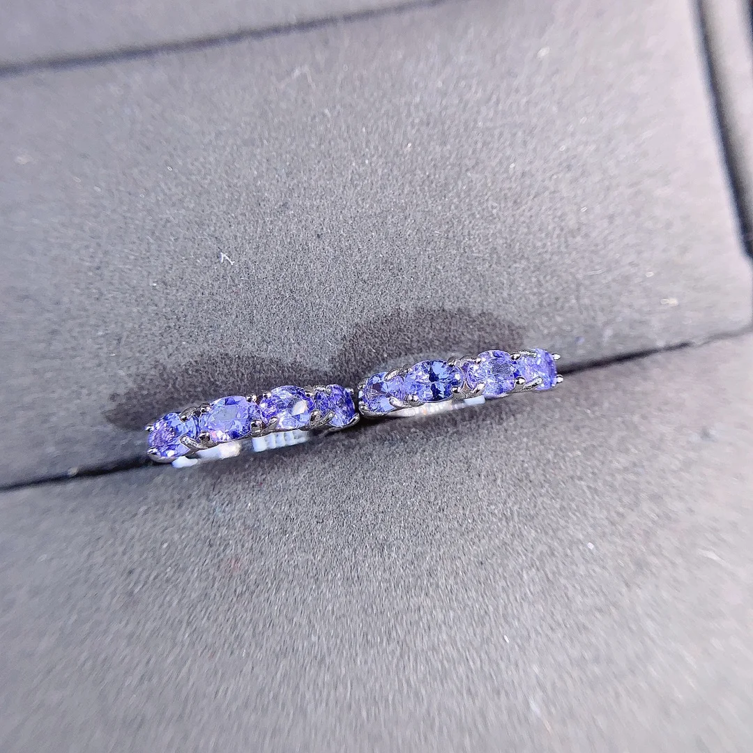 Natural Tanzanite earring Oval Cut Blue Gemstone,Genuine Sterling Silver December Birthstone Engagement earring,Promise Ring