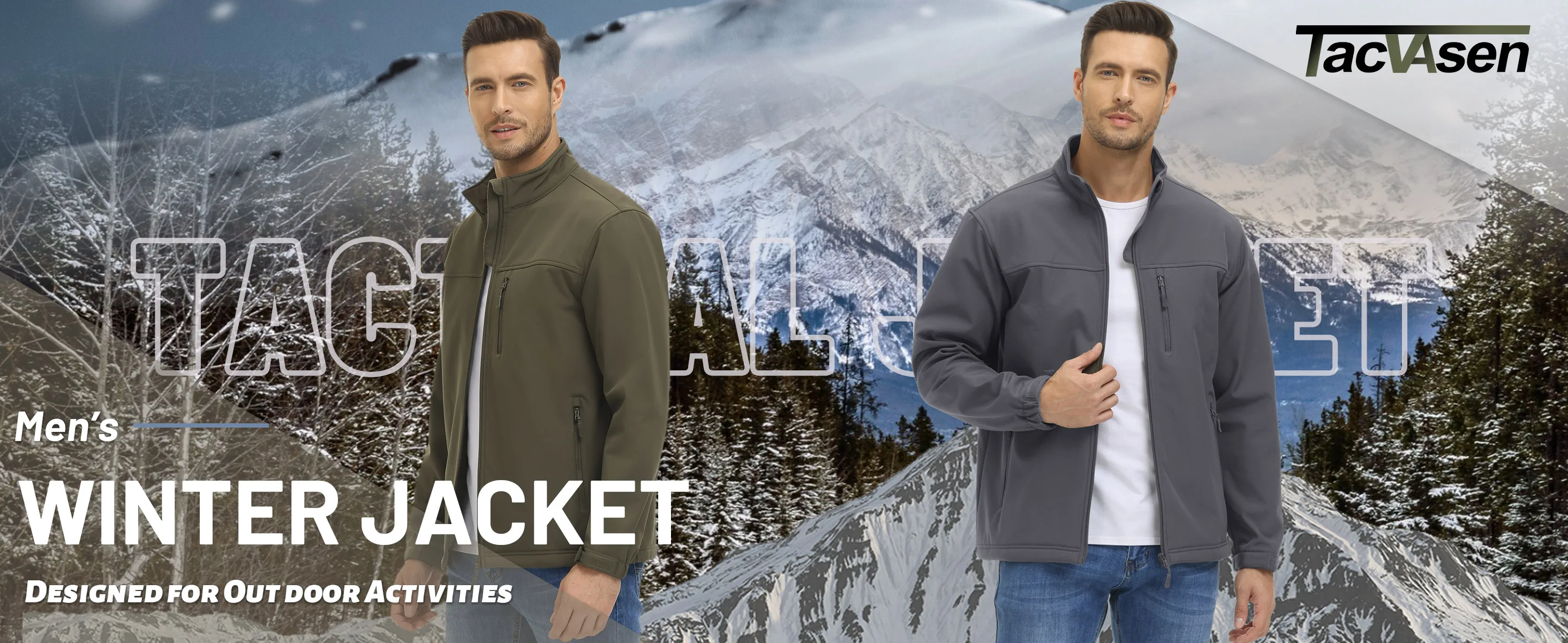 TACVASEN Men's Waterproof Outdoor Hiking Jacket Full Zip Windproof Fleece Lining Warm Fall Winter Work Casual Jackets