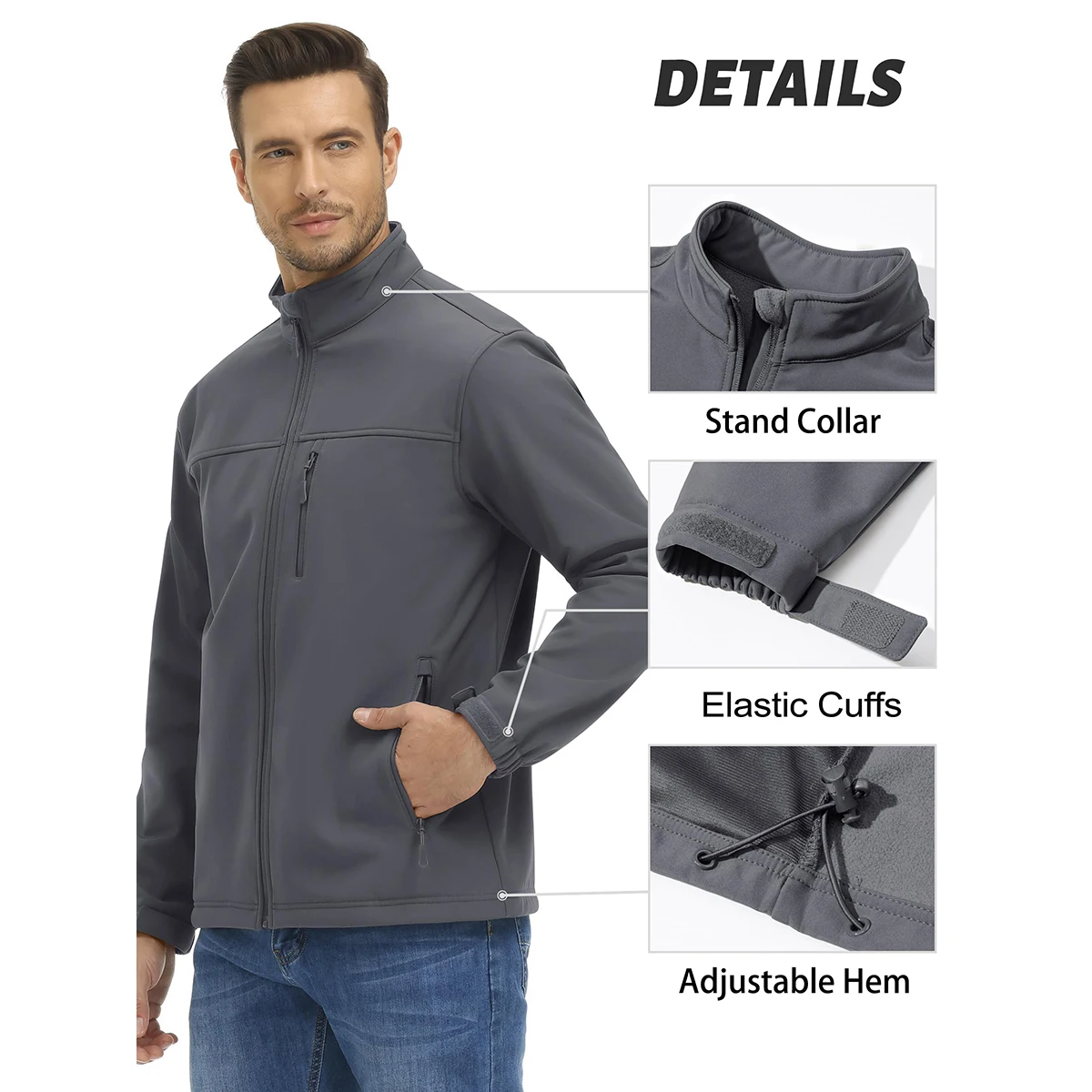 TACVASEN Men's Waterproof Outdoor Hiking Jacket Full Zip Windproof Fleece Lining Warm Fall Winter Work Casual Jackets