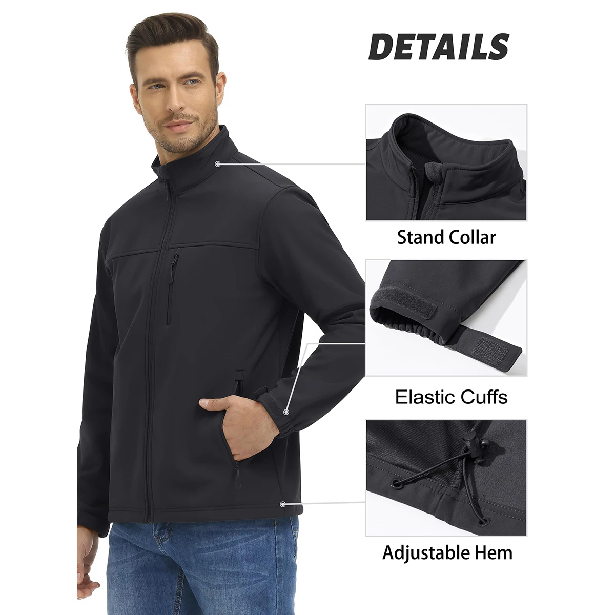 TACVASEN Men's Waterproof Outdoor Hiking Jacket Full Zip Windproof Fleece Lining Warm Fall Winter Work Casual Jackets