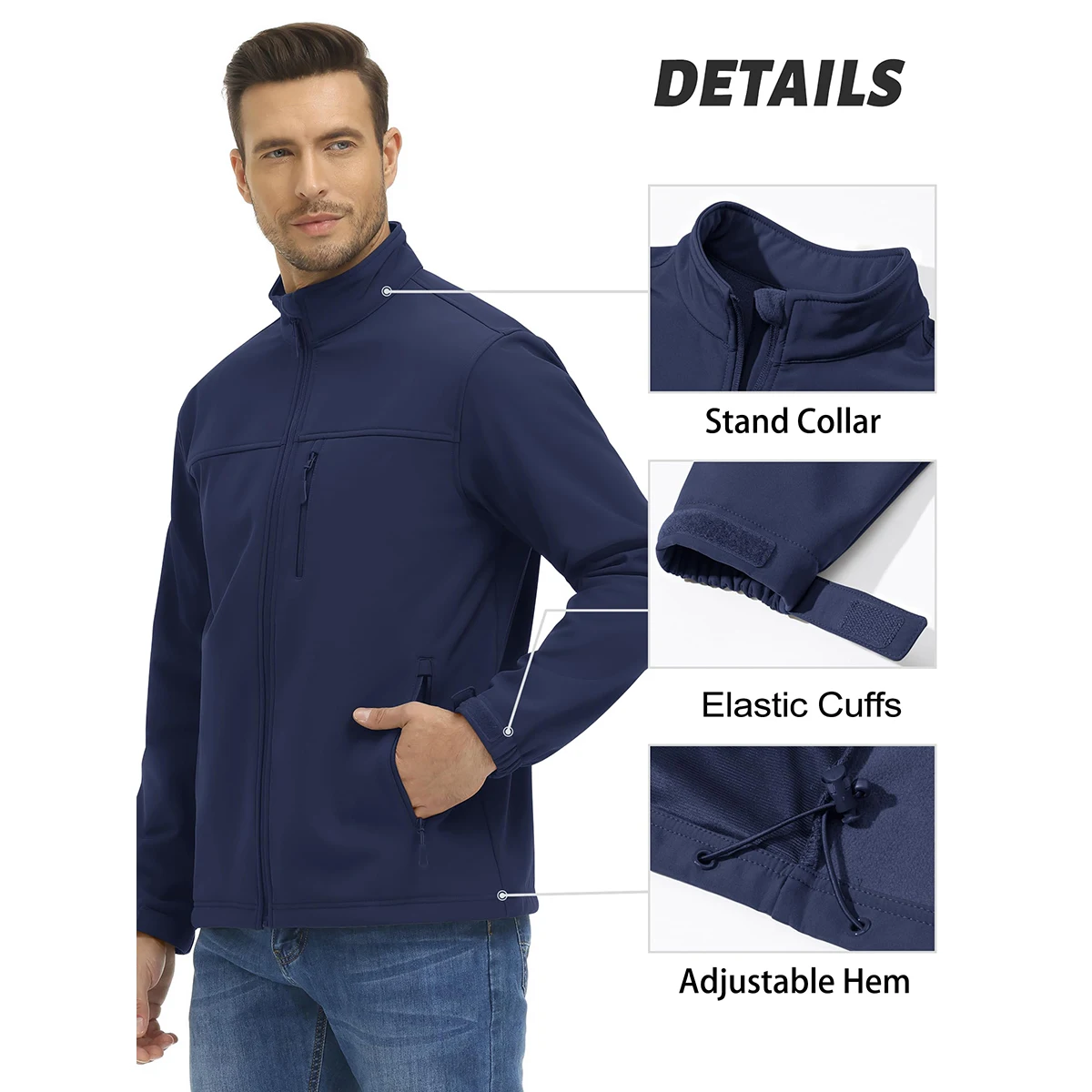 TACVASEN Men's Waterproof Outdoor Hiking Jacket Full Zip Windproof Fleece Lining Warm Fall Winter Work Casual Jackets