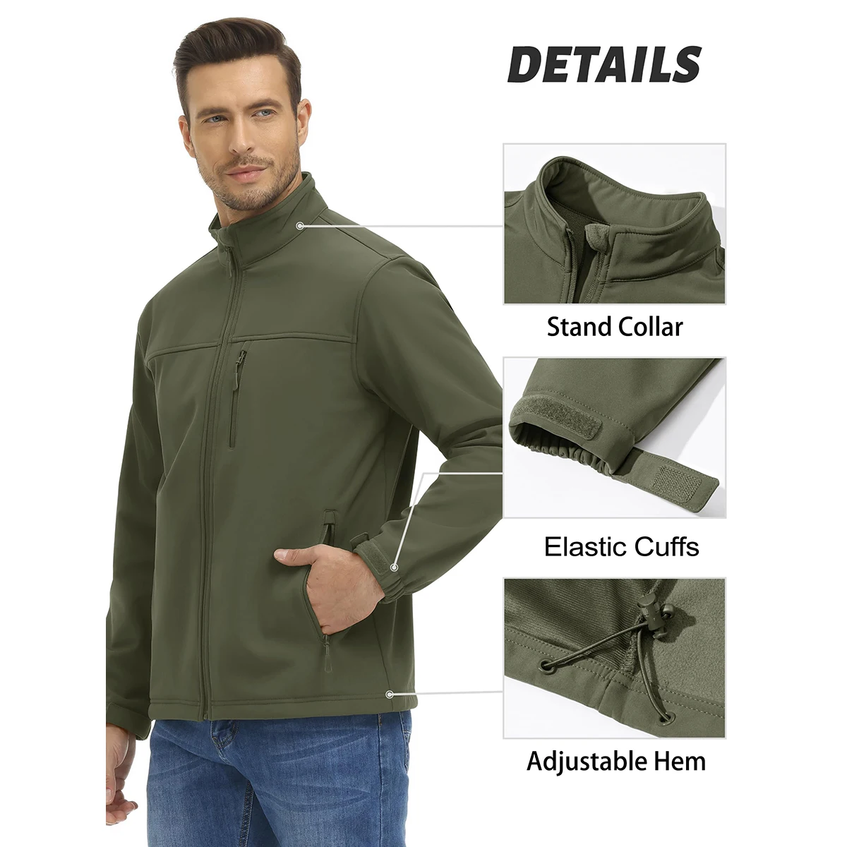 TACVASEN Men's Waterproof Outdoor Hiking Jacket Full Zip Windproof Fleece Lining Warm Fall Winter Work Casual Jackets