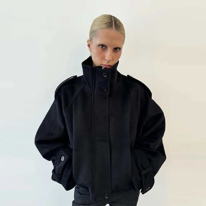 Fashion Oversize Lapel Suit Jacket Women Casual Single Button Pockets Female Coat 2025 Summer New Half Sleeve Jackets Streetwear