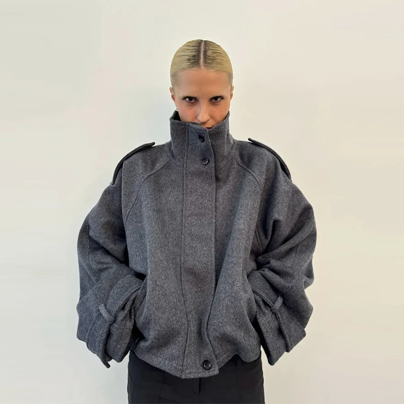 Fashion Oversize Lapel Suit Jacket Women Casual Single Button Pockets Female Coat 2025 Summer New Half Sleeve Jackets Streetwear
