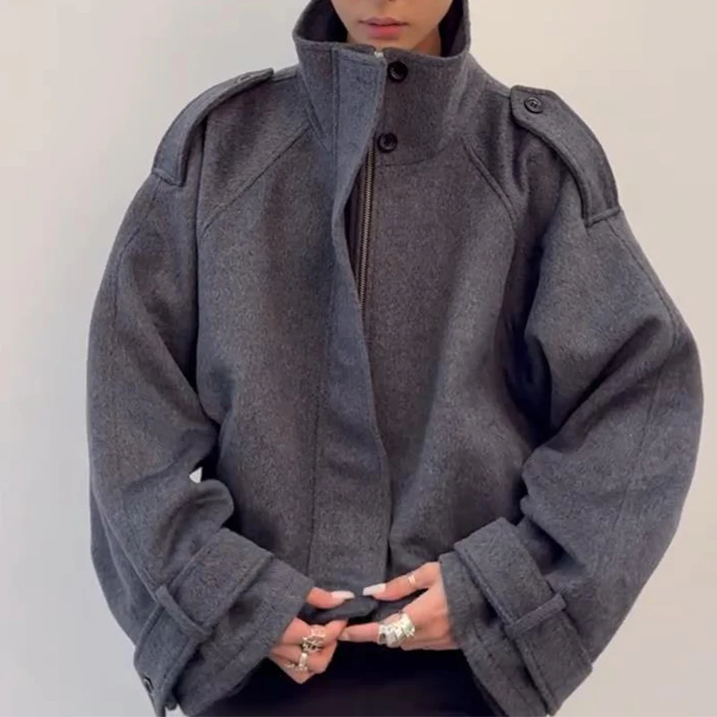 Fashion Oversize Lapel Suit Jacket Women Casual Single Button Pockets Female Coat 2025 Summer New Half Sleeve Jackets Streetwear