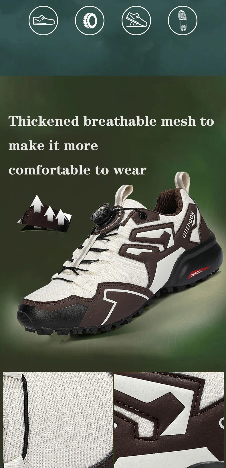 Men's Casual Sports Shoes Size 40-47 Rotating Lace-Up Men's Shoes Outdoor Non-Slip Breathable Comfortable Men's Sports Shoes