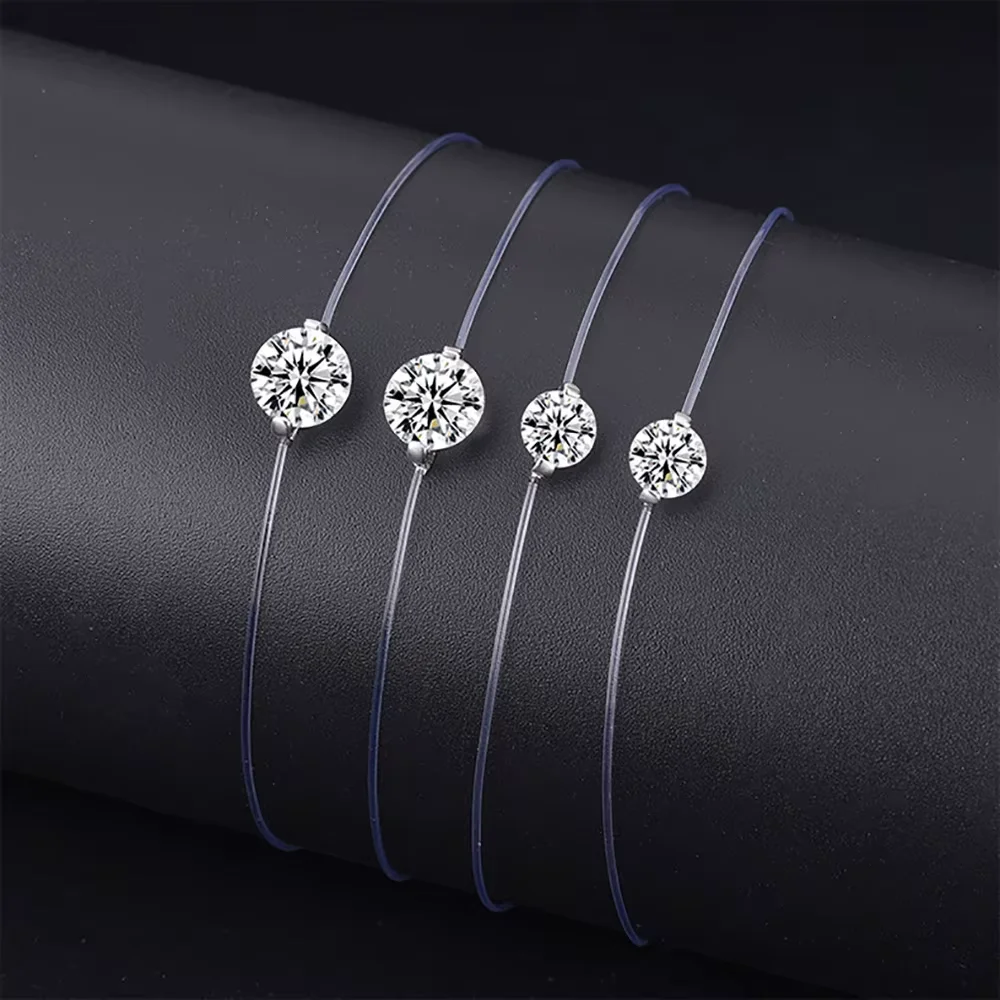 IGOTOS 6/8/9mm Moissanite Bracelet for Women Transparent Fishing Line Diamond Hand Chain S925 Sterling Silver Certified Jewelry