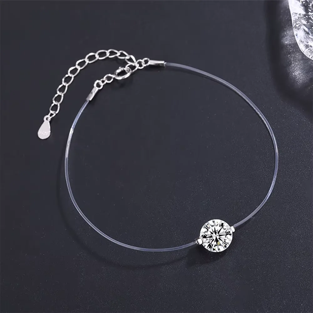 IGOTOS 6/8/9mm Moissanite Bracelet for Women Transparent Fishing Line Diamond Hand Chain S925 Sterling Silver Certified Jewelry