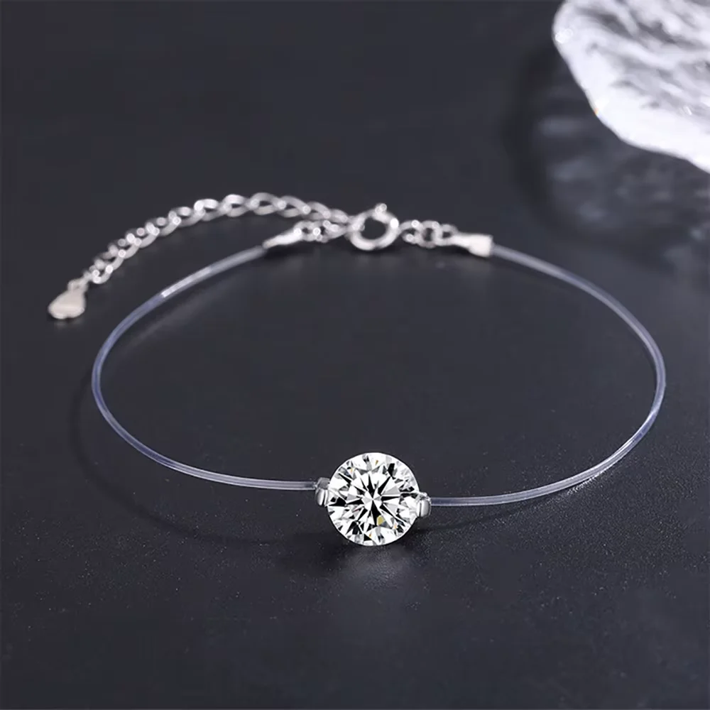 IGOTOS 6/8/9mm Moissanite Bracelet for Women Transparent Fishing Line Diamond Hand Chain S925 Sterling Silver Certified Jewelry