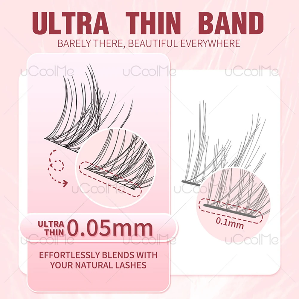 uCoolMe Lashes Short Fairy Venus Flora 8-14mm Lashes Cluster with Lash Glue Tweezers DIY Long Lasting Waterproof Lash Extension