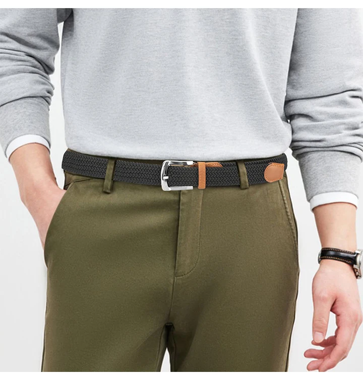 MaiKun 2PCS Canvas Men Belts Fashion Elastic Metal Pin Buckle Military Tactical Raided Stretch Woven Belts For Men For Work