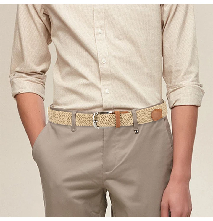 MaiKun 2PCS Canvas Men Belts Fashion Elastic Metal Pin Buckle Military Tactical Raided Stretch Woven Belts For Men For Work