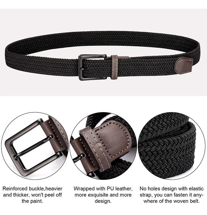 MaiKun 2PCS Canvas Men Belts Fashion Elastic Metal Pin Buckle Military Tactical Raided Stretch Woven Belts For Men For Work