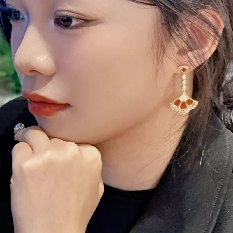 Designer Collection Dinner Party Long Necklace Earrings Inlay Cubic Zircon Carnelian Mother Of Pearl Pendant Jewelry Sets