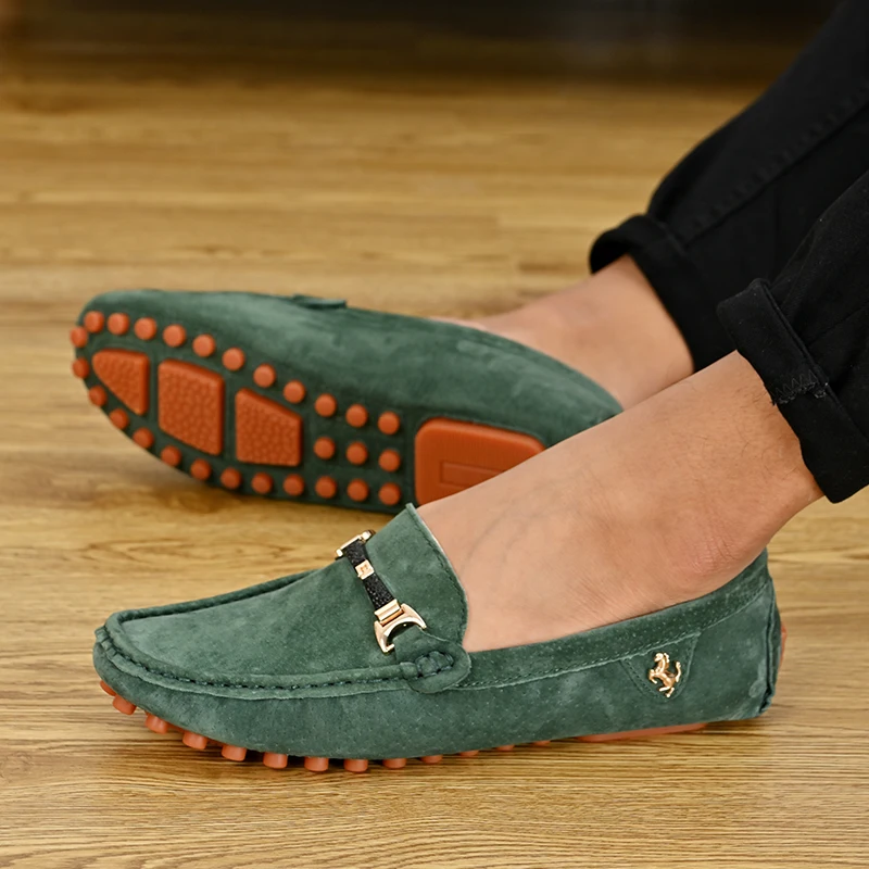YRZL Loafers Men Casual Fashion Suede Men Shoes Lightweight Soft Genuine Leather Moccasins Slip on Driving Shoes for Men Size 48