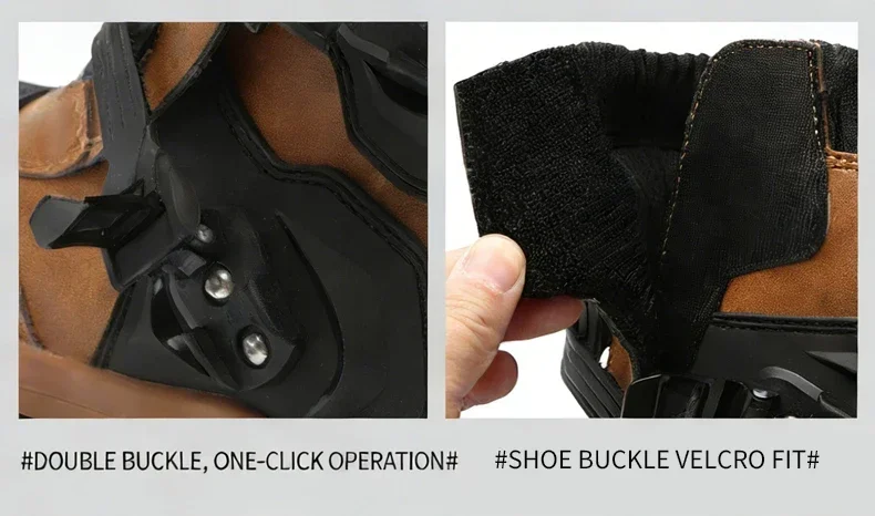 Men Riding Shoes Motorcycle Boots Waterproof Leather Motocross Boots Anti Slip Dirt Bike Off Road Racing Protective Shoes