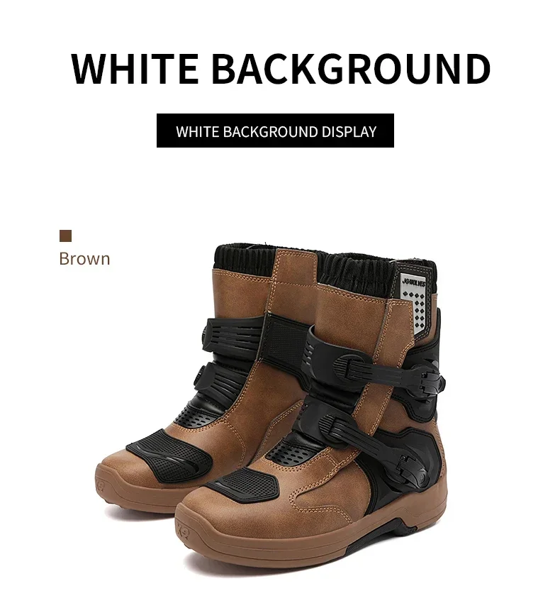 Men Riding Shoes Motorcycle Boots Waterproof Leather Motocross Boots Anti Slip Dirt Bike Off Road Racing Protective Shoes