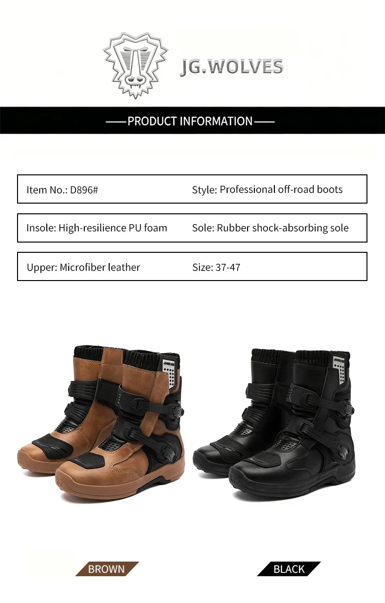 Men Riding Shoes Motorcycle Boots Waterproof Leather Motocross Boots Anti Slip Dirt Bike Off Road Racing Protective Shoes