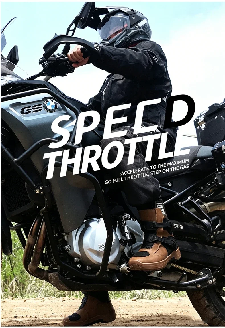 Men Riding Shoes Motorcycle Boots Waterproof Leather Motocross Boots Anti Slip Dirt Bike Off Road Racing Protective Shoes