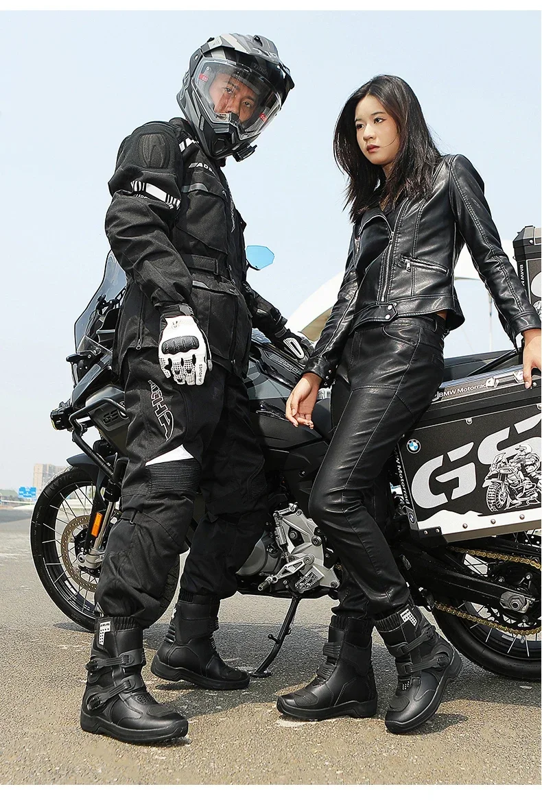 Men Riding Shoes Motorcycle Boots Waterproof Leather Motocross Boots Anti Slip Dirt Bike Off Road Racing Protective Shoes