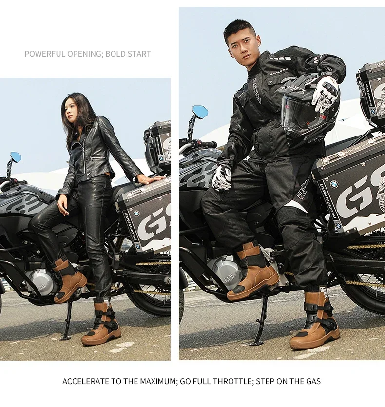 Men Riding Shoes Motorcycle Boots Waterproof Leather Motocross Boots Anti Slip Dirt Bike Off Road Racing Protective Shoes