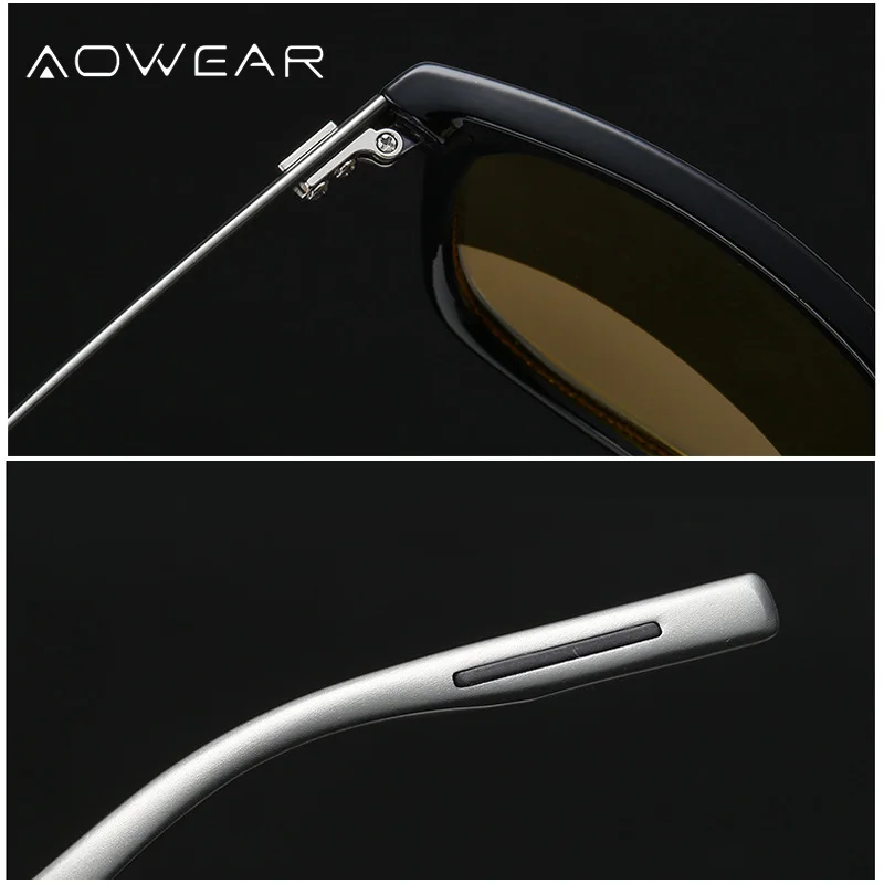 AOWEAR HD Night Vision Glasses Men Aluminium Yellow Lens Sunglasses Men Polarized Night Safe Driving Goggles Oculos Gafas De Sol