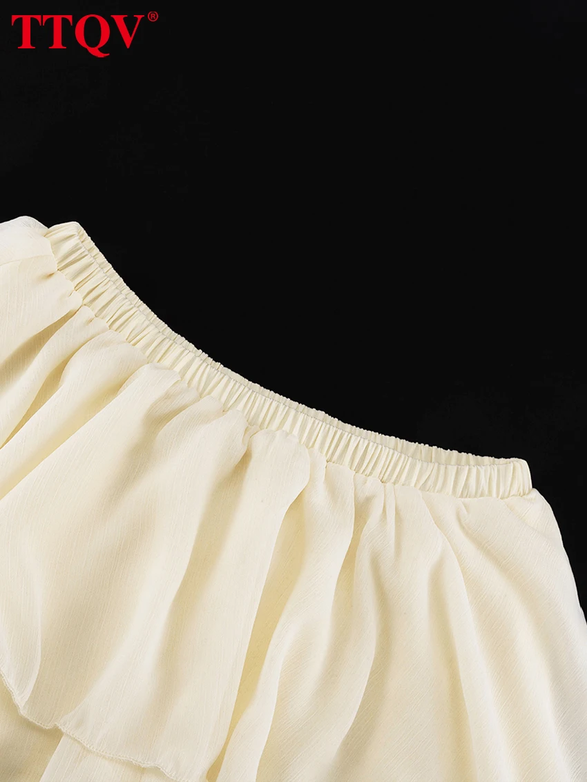 TTQV Casual Apricot Loose Skirts For Women Fashion High Waisted Pleated Skirts Elegant Thin Floor-Length Skirt Female Clothing