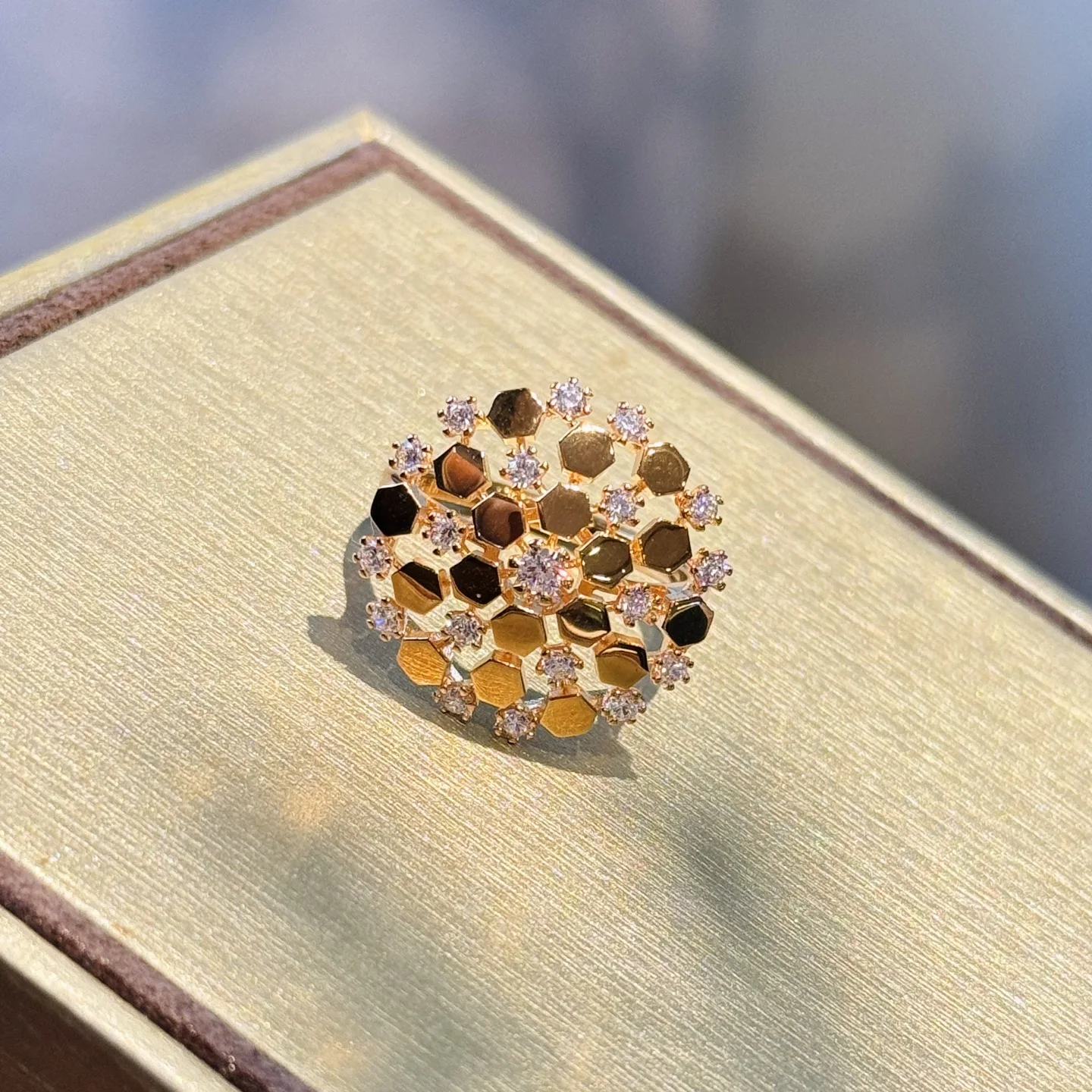 925 Sterling Silver New Style Honeycomb Style Pave Zircon Snowflake Ring For Women Fine Jewelry