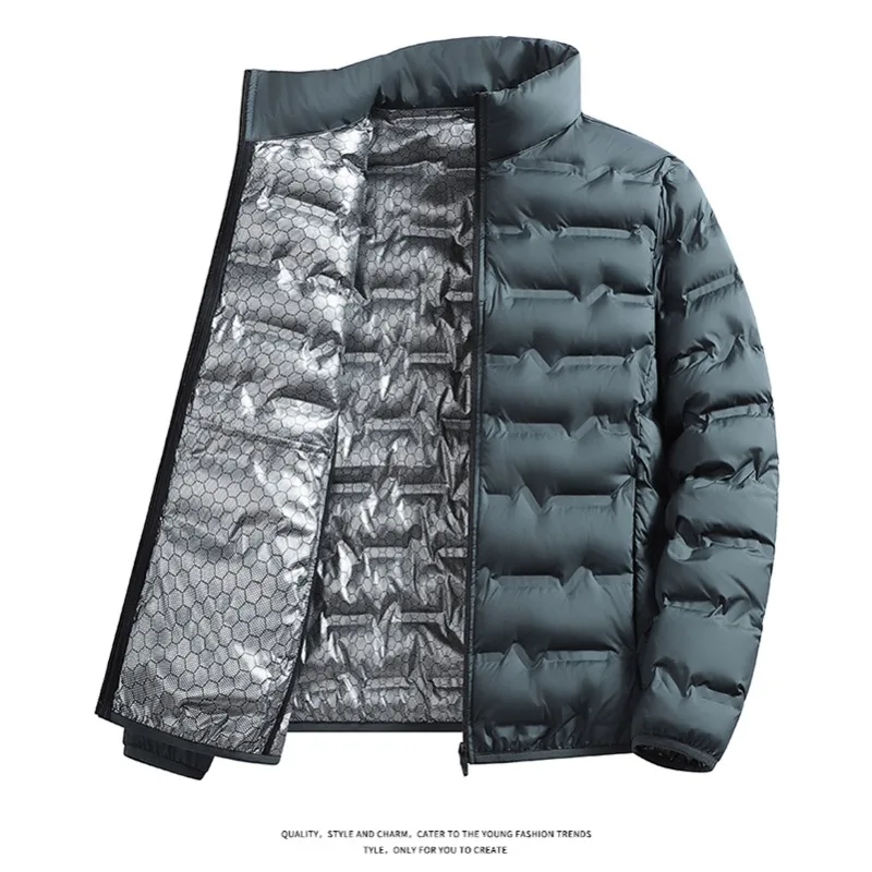 LEOSOXS-Men's outerwear made of graphene material, warm and casual, lightweight stand up collar, winter casual warm top