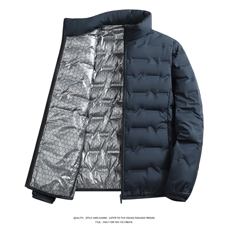 LEOSOXS-Men's outerwear made of graphene material, warm and casual, lightweight stand up collar, winter casual warm top
