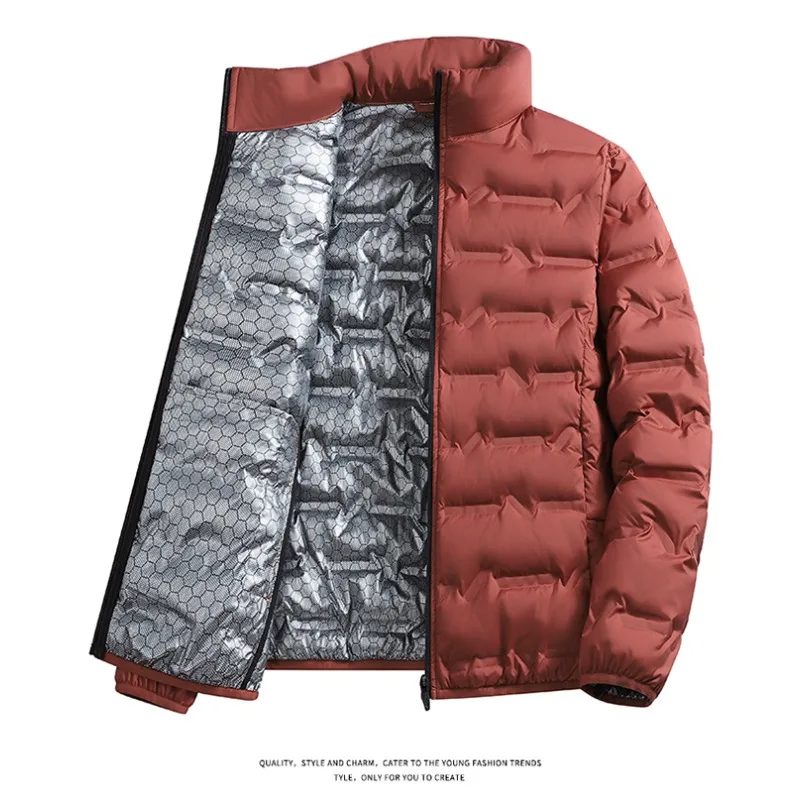 LEOSOXS-Men's outerwear made of graphene material, warm and casual, lightweight stand up collar, winter casual warm top
