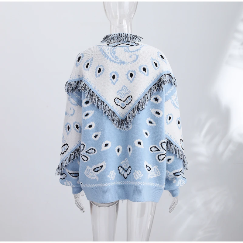 Knitted Jacquard Cardigans 2026 Autumn New Female Casual Stand Collar Full Sleeve Sweater Coats Women's Loose Printing Knitwear