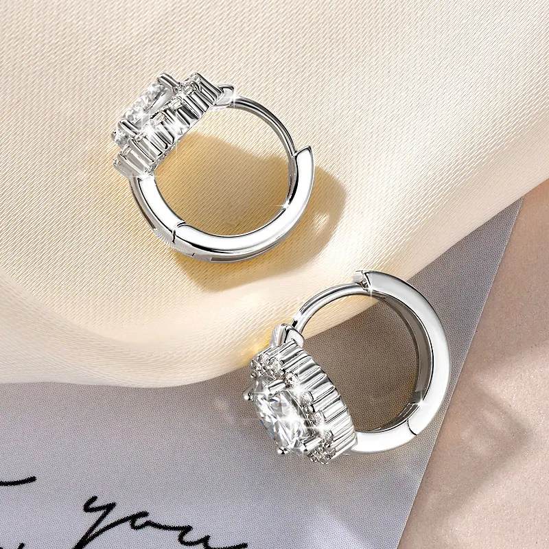 Lnngy Certified Moissanite Halo Earrings For Women 14K Gold Filled Lab Diamond Huggies Earring Sparkling Wedding Jewelry Gift