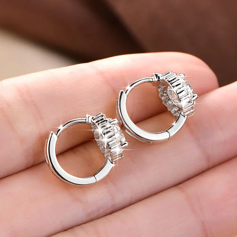 Lnngy Certified Moissanite Halo Earrings For Women 14K Gold Filled Lab Diamond Huggies Earring Sparkling Wedding Jewelry Gift