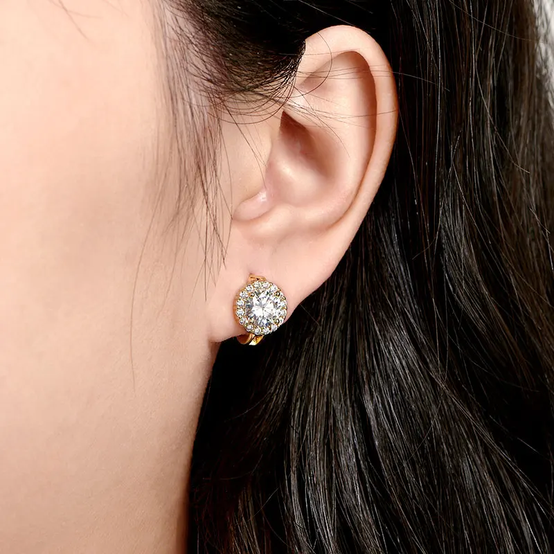 Lnngy Certified Moissanite Halo Earrings For Women 14K Gold Filled Lab Diamond Huggies Earring Sparkling Wedding Jewelry Gift