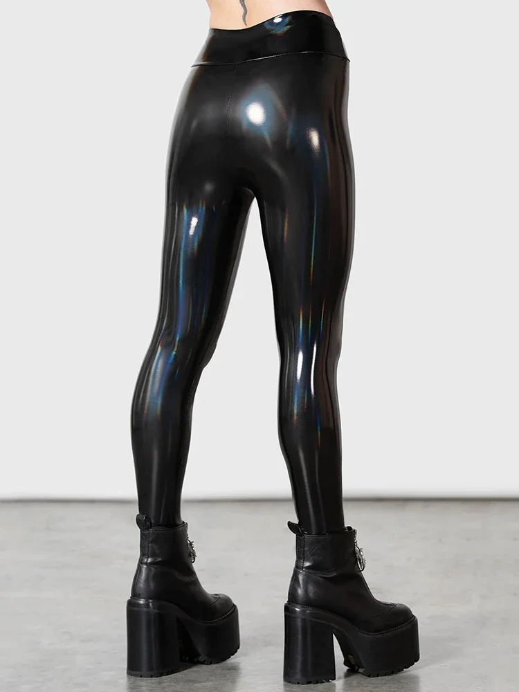 Women Stretch PU Leather Pants High Waist Bodycon Seameless Leggings Custom Wet Look PVC Slim Pencil Pants Trousers Clubwear New