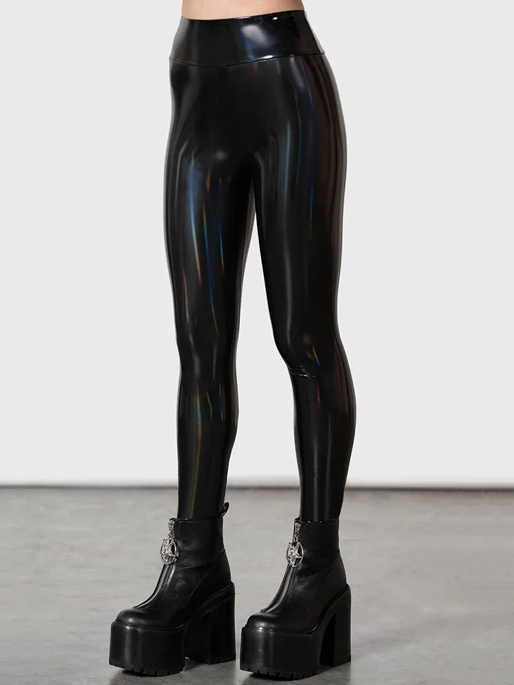 Women Stretch PU Leather Pants High Waist Bodycon Seameless Leggings Custom Wet Look PVC Slim Pencil Pants Trousers Clubwear New