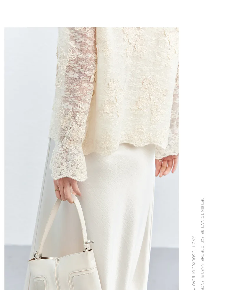 VIMLY Apricot Lace Blouse Women 2026 Spring New O-Neck Floral Embroidery Scallop Hem Top French Style Elegant Casual Shirt A5236