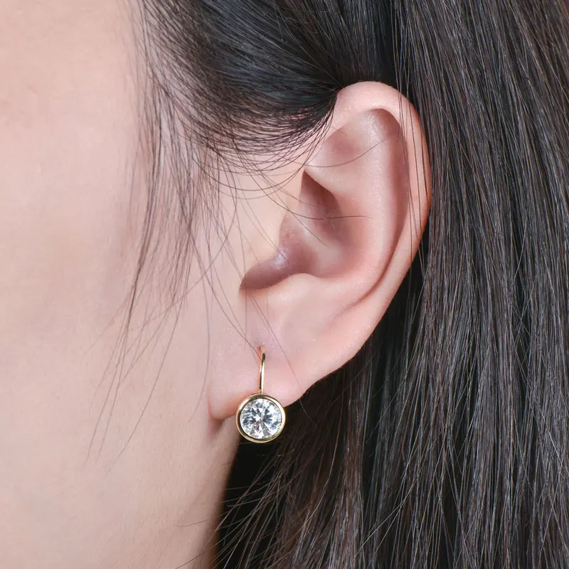 Lnkry 5MM/6.5MM/8MM Moissanite Hoop Earring 14k Gold-Filled Sparling Lab Diamond Leverback Earrings for Women Gift