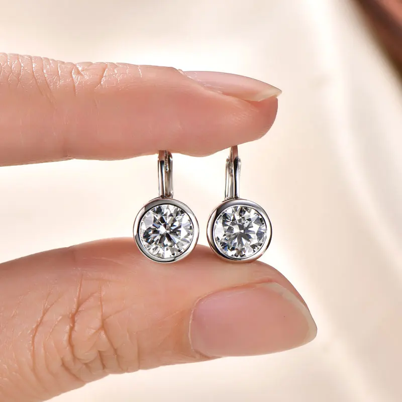 Lnkry 5MM/6.5MM/8MM Moissanite Hoop Earring 14k Gold-Filled Sparling Lab Diamond Leverback Earrings for Women Gift