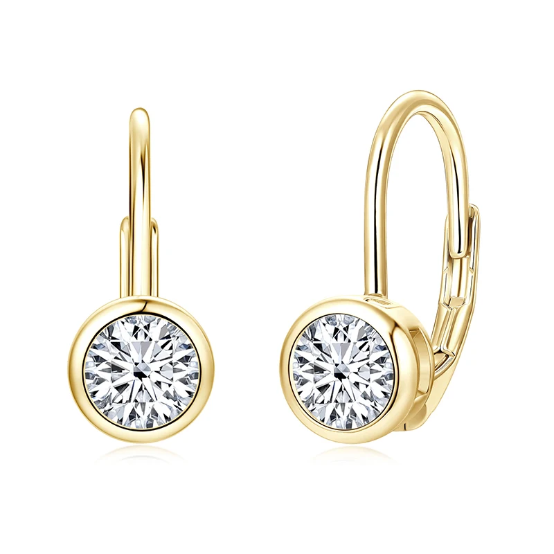 Lnkry 5MM/6.5MM/8MM Moissanite Hoop Earring 14k Gold-Filled Sparling Lab Diamond Leverback Earrings for Women Gift