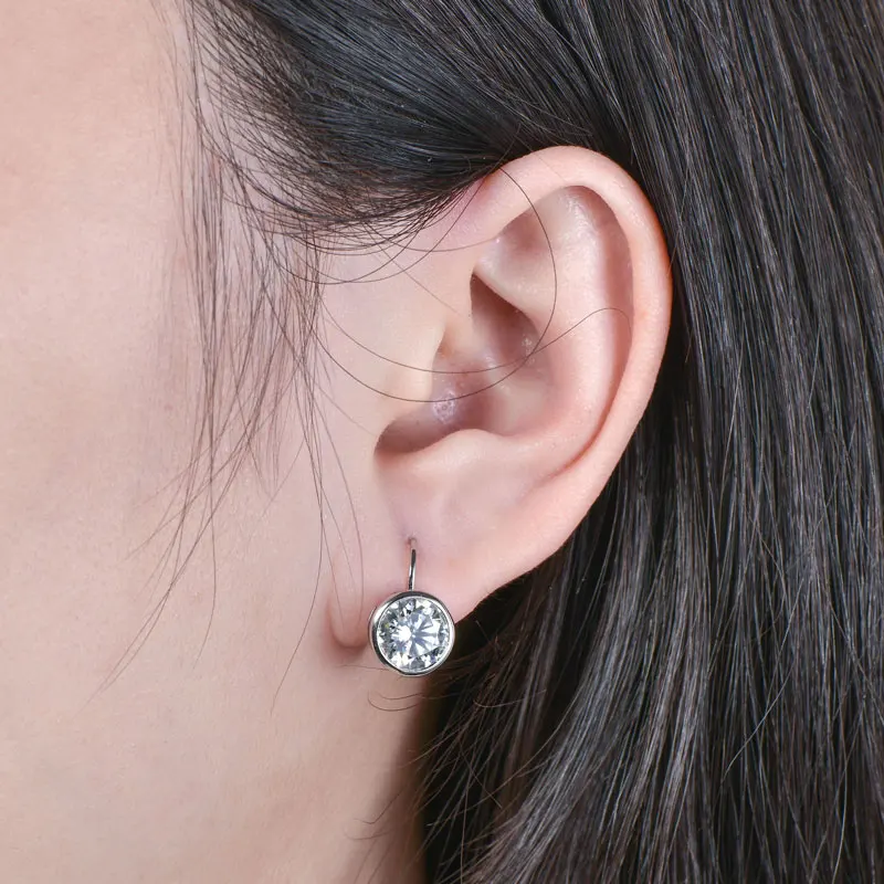 Lnkry 5MM/6.5MM/8MM Moissanite Hoop Earring 14k Gold-Filled Sparling Lab Diamond Leverback Earrings for Women Gift