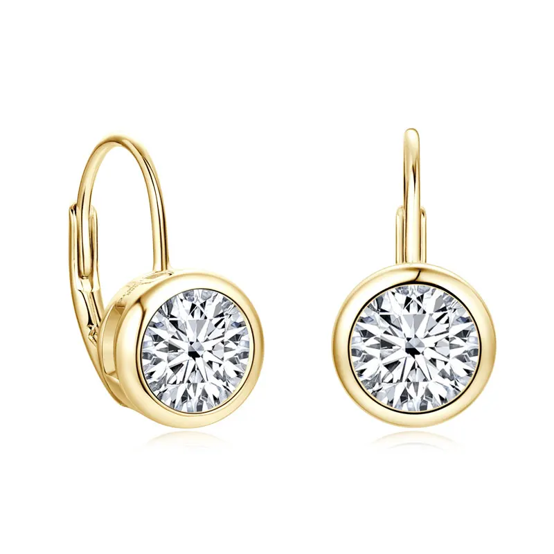 Lnkry 5MM/6.5MM/8MM Moissanite Hoop Earring 14k Gold-Filled Sparling Lab Diamond Leverback Earrings for Women Gift
