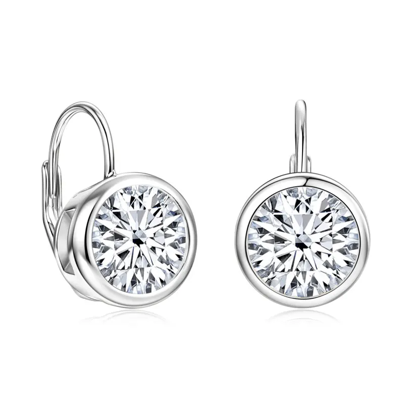 Lnkry 5MM/6.5MM/8MM Moissanite Hoop Earring 14k Gold-Filled Sparling Lab Diamond Leverback Earrings for Women Gift