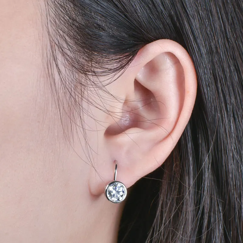 Lnkry 5MM/6.5MM/8MM Moissanite Hoop Earring 14k Gold-Filled Sparling Lab Diamond Leverback Earrings for Women Gift