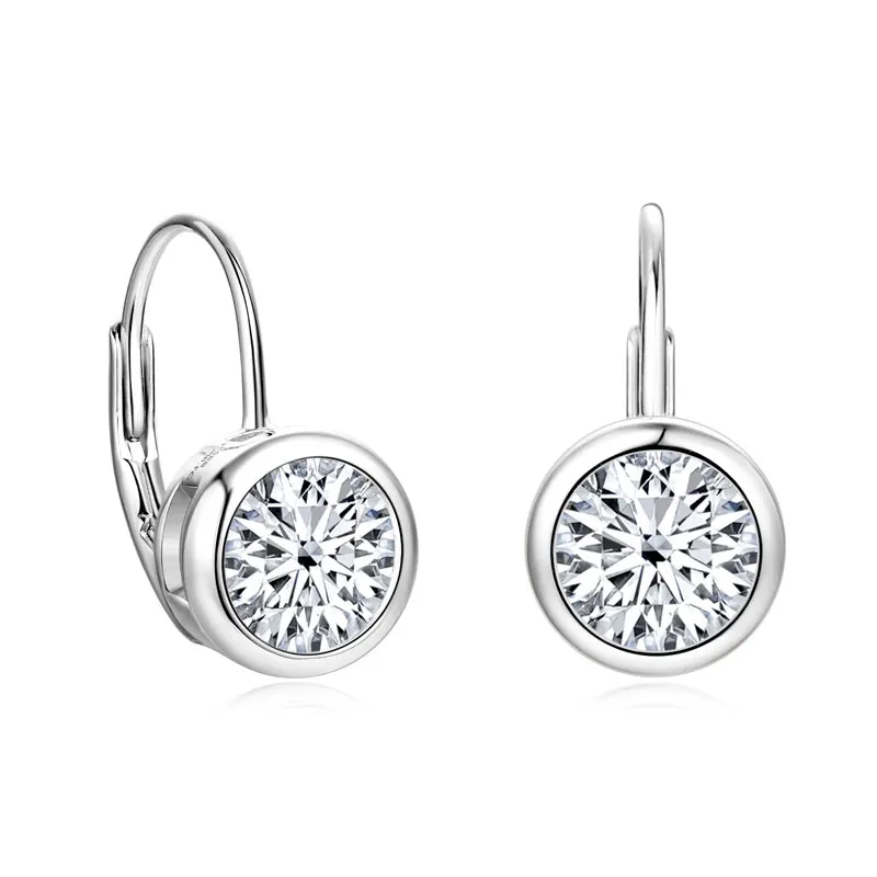 Lnkry 5MM/6.5MM/8MM Moissanite Hoop Earring 14k Gold-Filled Sparling Lab Diamond Leverback Earrings for Women Gift
