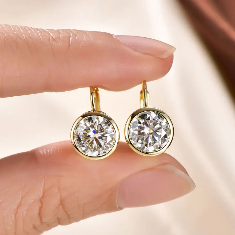 Lnkry 5MM/6.5MM/8MM Moissanite Hoop Earring 14k Gold-Filled Sparling Lab Diamond Leverback Earrings for Women Gift