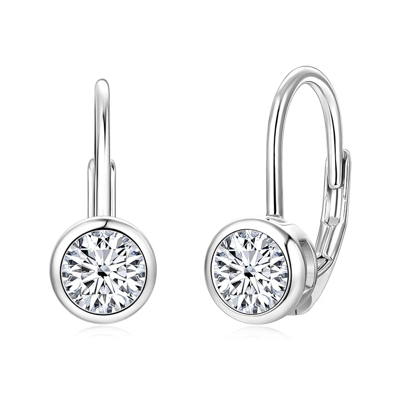 Lnkry 5MM/6.5MM/8MM Moissanite Hoop Earring 14k Gold-Filled Sparling Lab Diamond Leverback Earrings for Women Gift