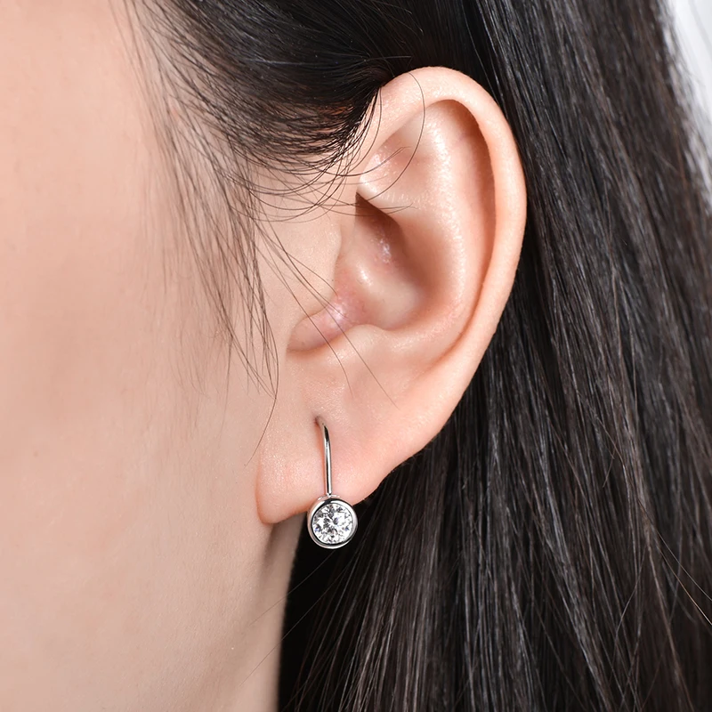 Lnkry 5MM/6.5MM/8MM Moissanite Hoop Earring 14k Gold-Filled Sparling Lab Diamond Leverback Earrings for Women Gift